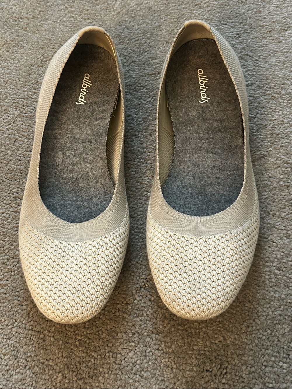 Allbirds Ballerina Knit Flats in Light Beige - Women's Slip-On Comfort Size 8